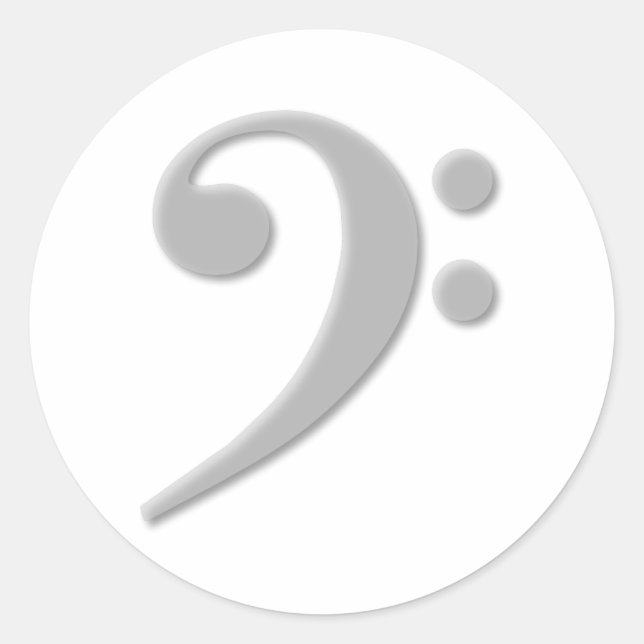 Light Grey Bass Clef Classic Round Sticker (Front)