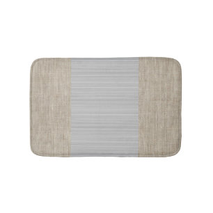 Light grey beige burlap horizontal stripes mat