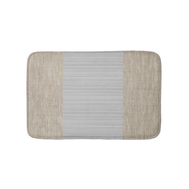 Light grey beige burlap horizontal stripes mat (Front)
