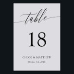 Light Grey Black Calligraphy Names & Wedding Date Table Number<br><div class="desc">Elegant table cards in black and light grey with a delicate calligraphy script. Add your names and wedding date too!</div>