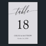 Light Grey Black Calligraphy Names & Wedding Date Table Number<br><div class="desc">Elegant table cards in black and light grey with a delicate calligraphy script. Add your names and wedding date too!</div>