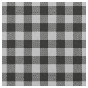 Light Grey & Black Plaid Gingham Fabric