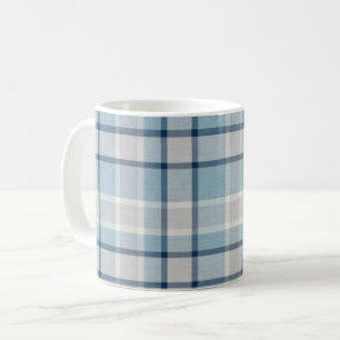 Light grey-blue textured chequered coffee mug