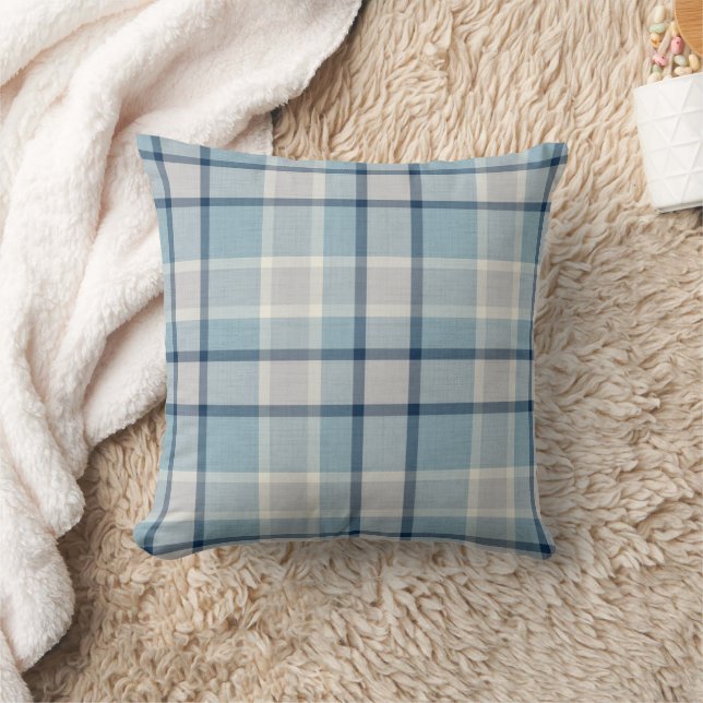 Light grey-blue textured chequered  cushion (Blanket)