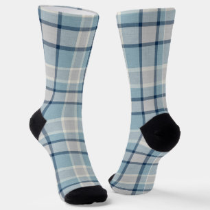 Light grey-blue textured chequered  socks