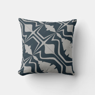 Light Grey Bold Diagonal Sound Waves on Navy Cushion