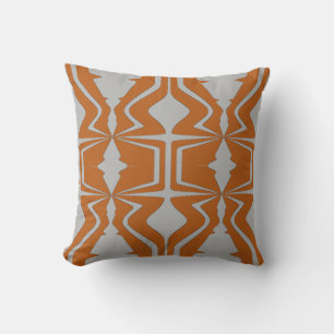 Light Grey Bold Large Sound Wave Designs on Orange Cushion