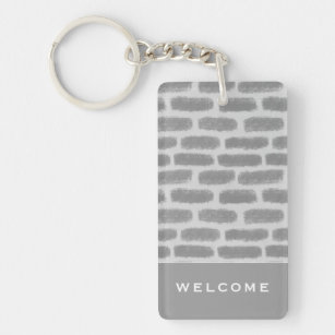 Light Grey Brick   Welcome   Vacation Rental Key Ring