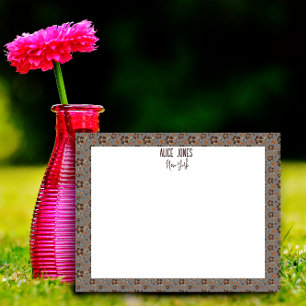 Light grey brown pattern natural flower notepad