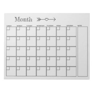 Light Grey Calendar Monthly Planner Notepad