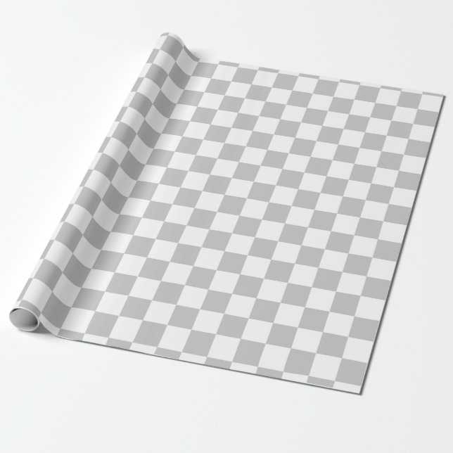Light Grey Chequerboard Pattern Wrapping Paper (Unrolled)