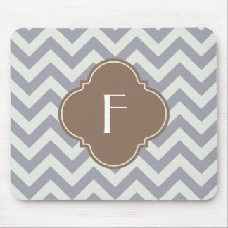 Light Grey Chevron Custom Monogram Mouse Pad