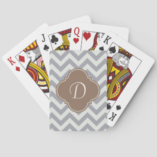 Light Grey Chevron Custom Monogram Playing Cards