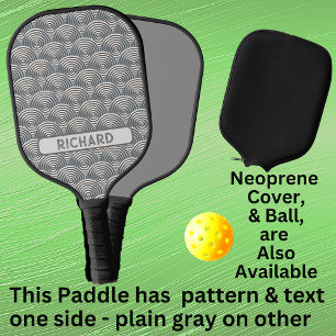 Light Grey Circle Geometric, Add Name or Monogram Pickleball Paddle