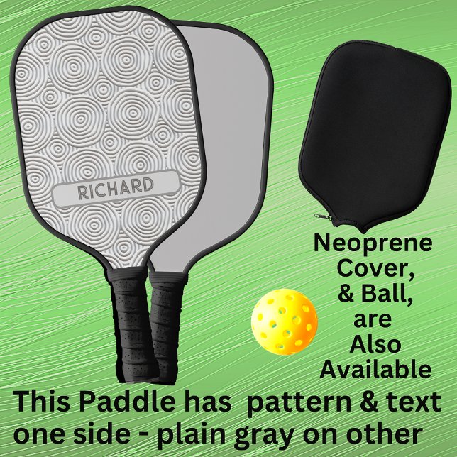 Light Grey Circle Geometric, Add Name or Monogram Pickleball Paddle (Creator Uploaded)
