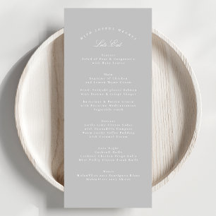 Light Grey Classic Calligraphy Formal Wedding Menu