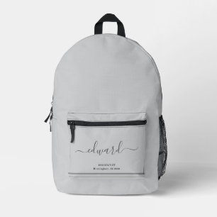 Light Grey Custom Name Printed Backpack