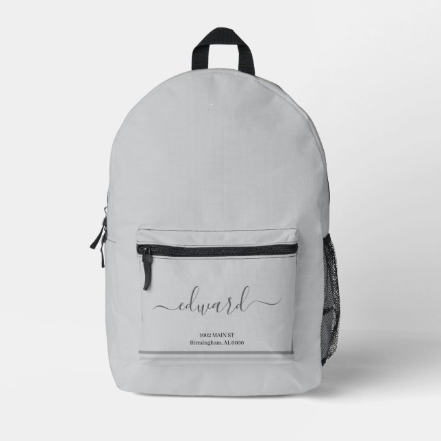 Light Grey Custom Name Printed Backpack (Front)