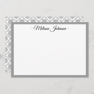 Light Grey Damask Personalised Card