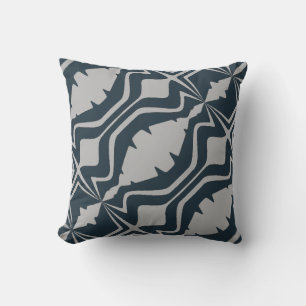 Light Grey Diagonal Large Sound Waves on Navy Cushion