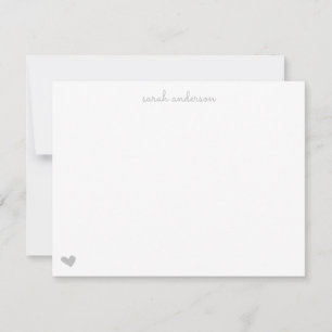 Light Grey Doodle Heart Personalised Stationery Card