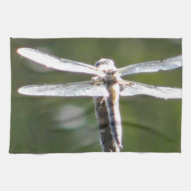 Light grey dragonfly tea towel (Horizontal)
