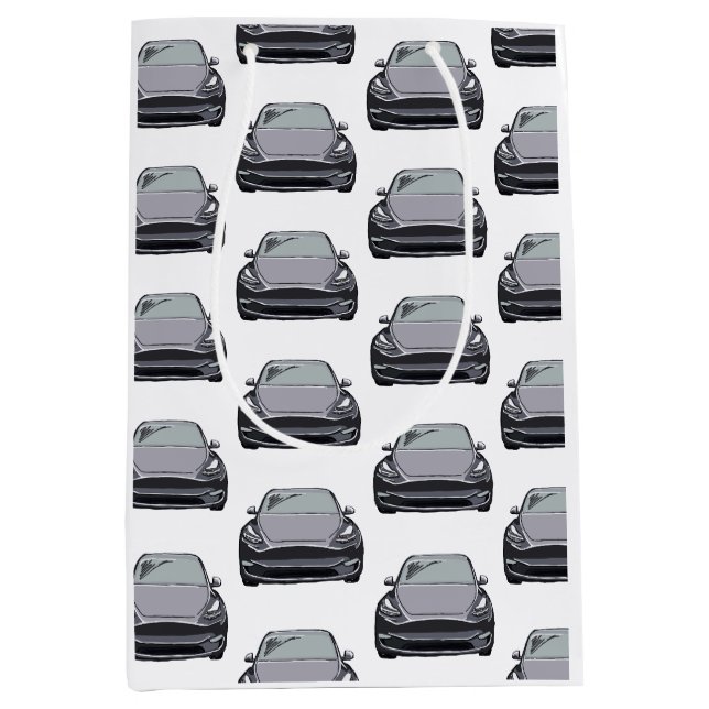 Light Grey Electric Vehicle SUV Car Medium Gift Bag (Front)