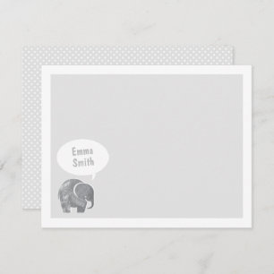 Light Grey Elephant Kids Personal Stationery Invitation