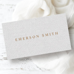 Light grey faux linen minimalist professional business card