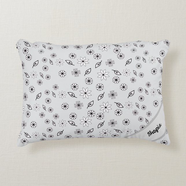 Light Grey Floral Pattern Pillow (Front)