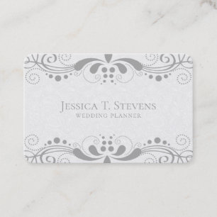 Light-grey floral swirly lace business card