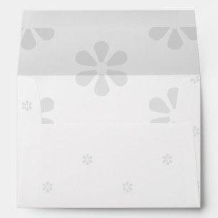 light grey flowers, white pattern envelope