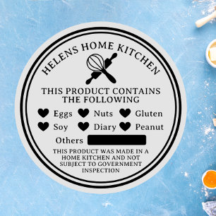 Light Grey Food Allergy Alert Bakery Sticker