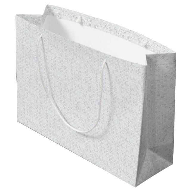 Light Grey Geometric Floral Pattern Large Gift Bag (Back Angled)