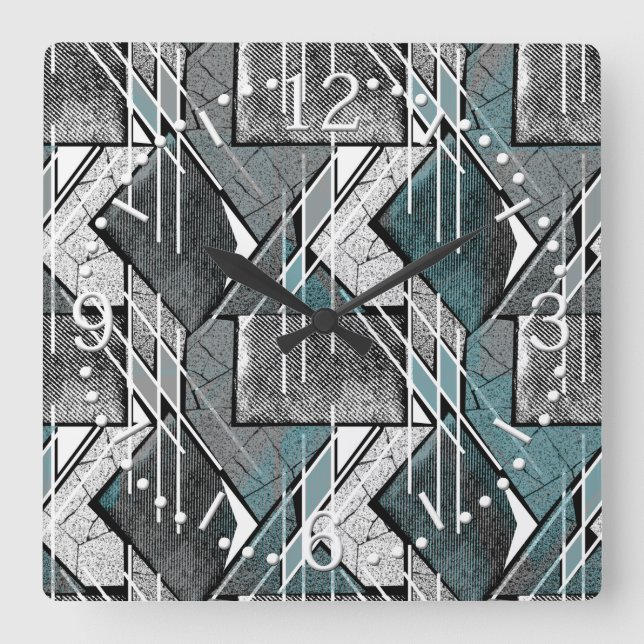 Light grey geometric print. car floor mat square wall clock (Front)