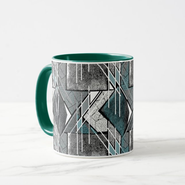 Light grey geometric print. mug (Front Left)