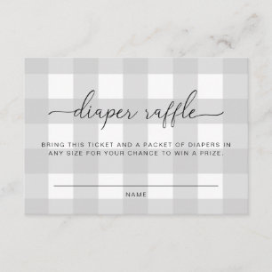 Light Grey Gingham Diaper Raffle Ticket Card