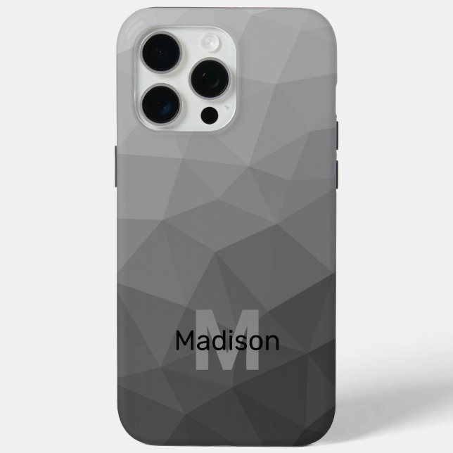 Light grey gradient geometric mesh Monogram Case-Mate iPhone Case (Back)