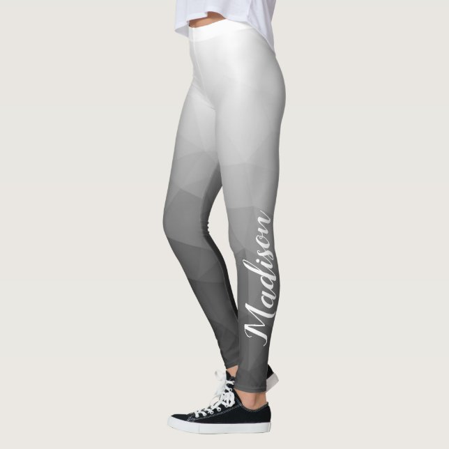 Light grey Gradient Geometry Mesh Pattern Name Leggings (Left)