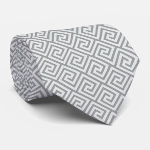 Light Grey Greek Pattern on Light Steel Grey Tie