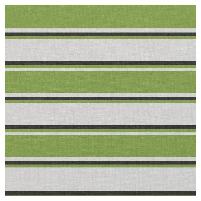 Light Grey, Green, and Black Coloured Stripes Fabric (Close Up)