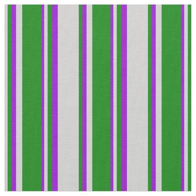 Light Grey, Green, and Dark Violet Lines Fabric (Close Up)
