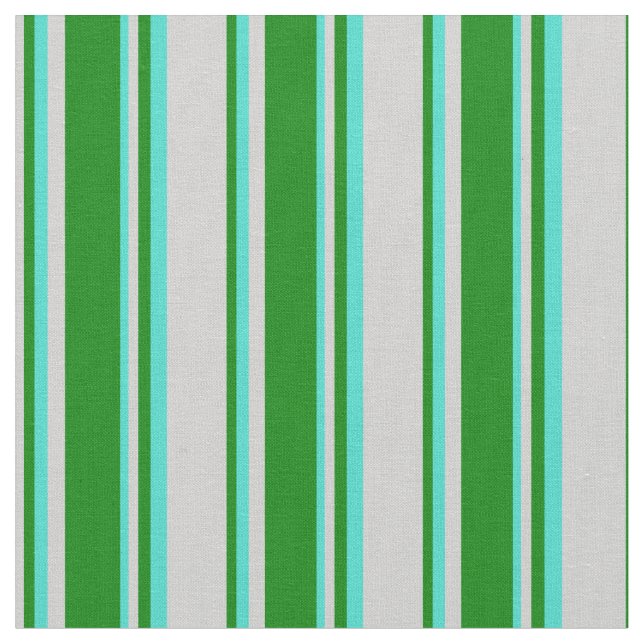 Light Grey, Green, and Turquoise Coloured Pattern Fabric (Close Up)