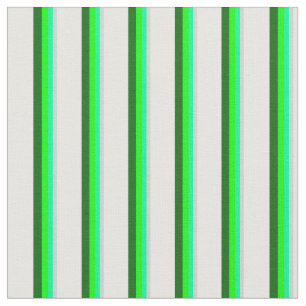 Light Grey, Green, Lime, Dark Green & White Lines Fabric