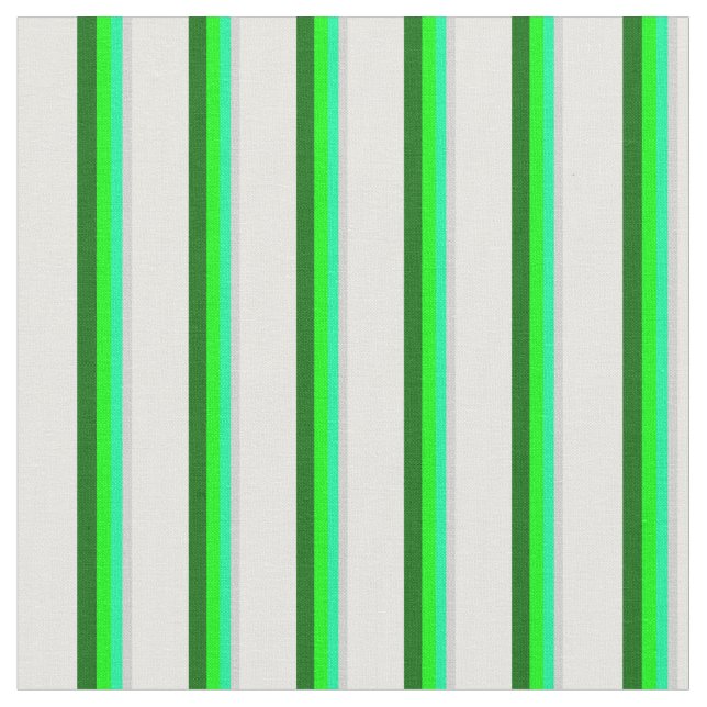 Light Grey, Green, Lime, Dark Green & White Lines Fabric (Close Up)