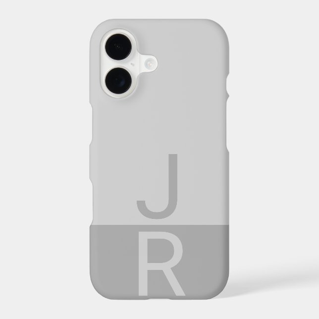Light Grey & Grey Modern Initials Monogram (Back)