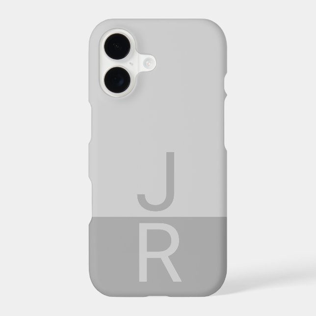 Light Grey & Grey Modern Initials Monogram (Back)