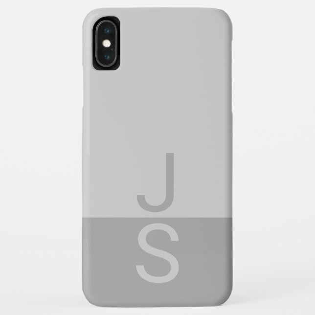 Light Grey & Grey Modern Initials Monogram Case-Mate iPhone Case (Back)