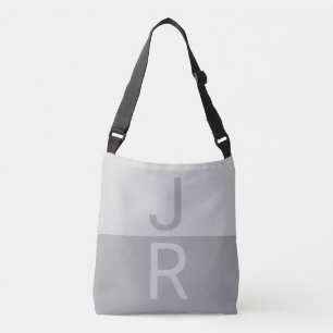 Light Grey & Grey Modern Initials Monogram Crossbody Bag