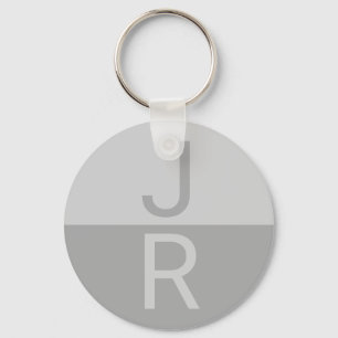 Light Grey & Grey Modern Initials Monogram Key Ring